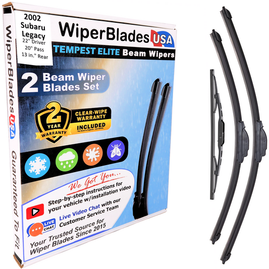 2002 Subaru Legacy Wiper Blades w/2yr Wear Warranty (Set of 3) w/Rear Wipers
