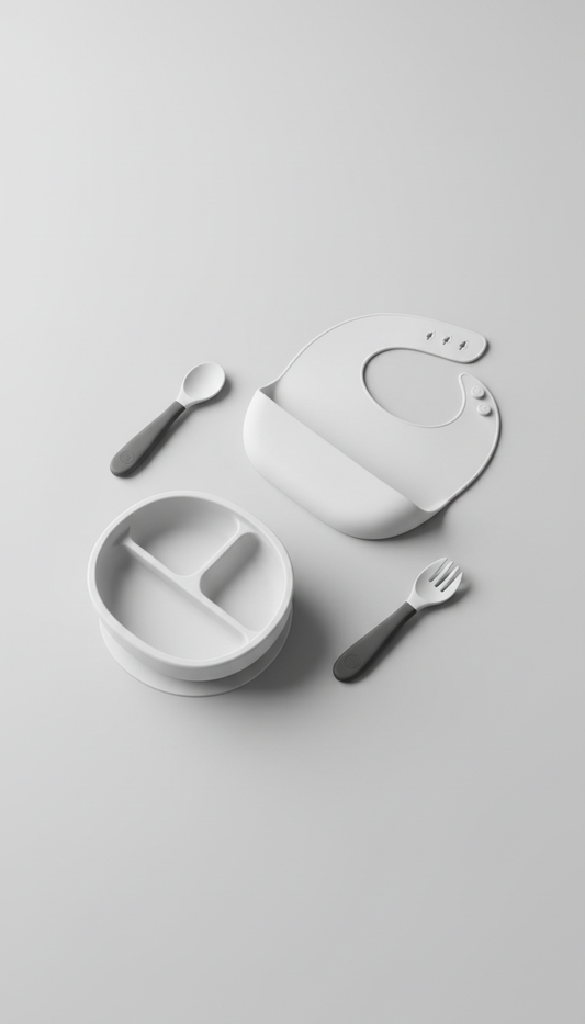 Silicone Baby Feeding Set Chalk White